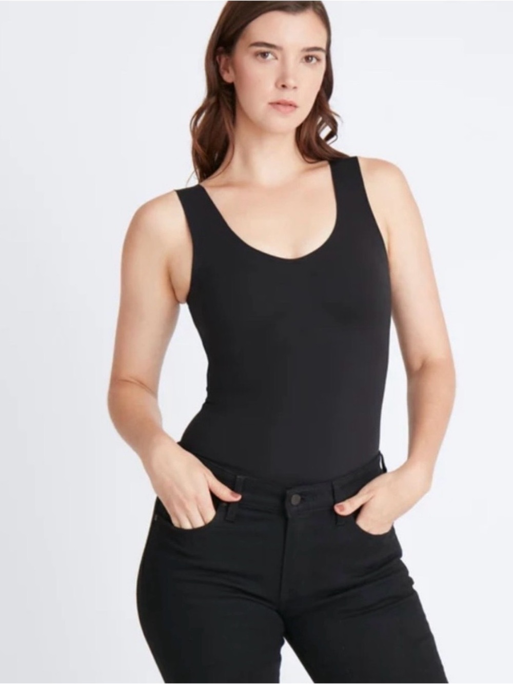 knix Black Scoop Neck Tank Bodysuit